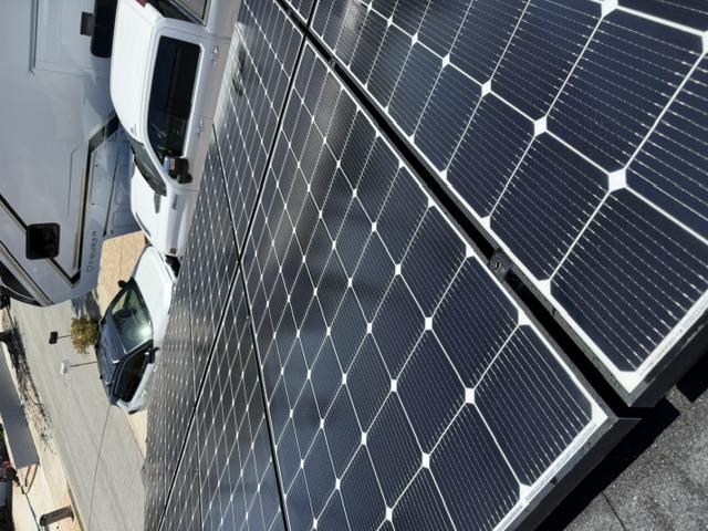 Clean solar panels on a roof